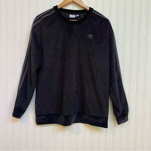Adidas Men's Black Velvet Long sleeved Crewneck Shirt Size Medium